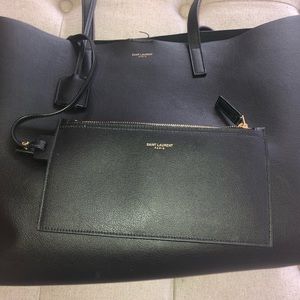 YSL Black Leather Tote